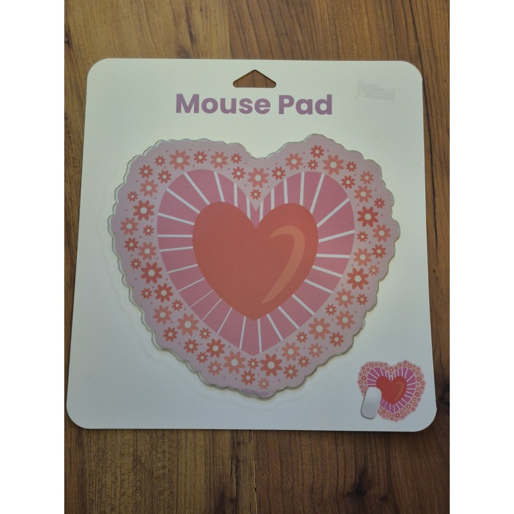 IJoy Pink Heart Fabric Mouse Pad Slim Rubber Non-Slip 10x9 056-00-8783